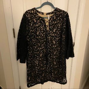 Xhileration black lace dress with tan lining